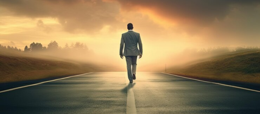 image is depicting a man walking